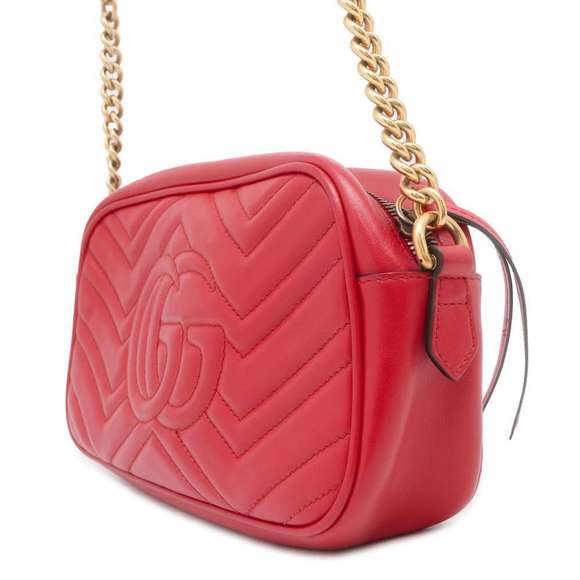 Gucci Shoulder Quilted Bag GG Marmont Red Chain - Picture 1 of 14